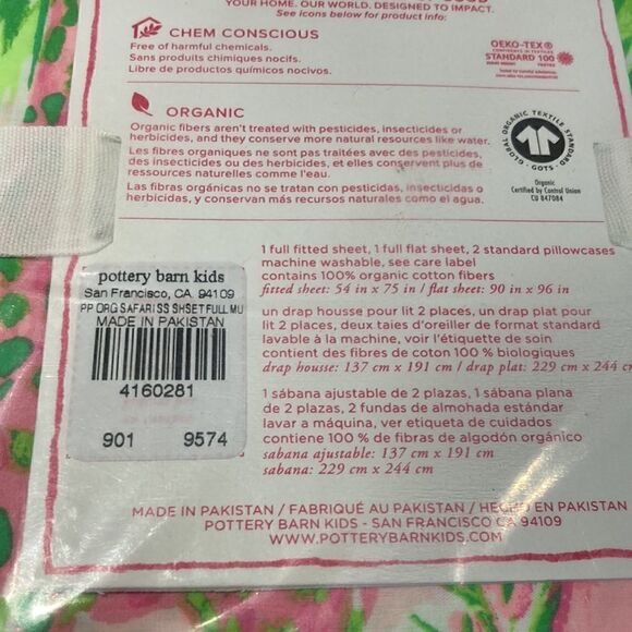 NWT Lilly Pulitzer Full Sheet Set-Organic-Print In On Parade Pottery Barn kids - Picture 12 of 12
